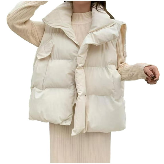 Aboser Womens Puffer Vest Oversized Sleeveless Puffy Jacket Coat Stand Collar Lightweight Vests Baggy Zip Up Jackets for Women 2026