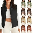 thumbnail image 1 of Aboser Womens Puffer Vest Stand Collar Full Zip Bubble Jackets Winter Warm Sleeveless Padded Vests Lightweight Crop Coats Casual Loose Fit Quilted Jacket with Pockets, 1 of 7