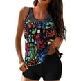 thumbnail image 1 of Aboser Womens Push Up Tankini Set Athletic Two Piece Swimsuits Floral Print Bathing Suit with Boyshorts Bathing Suits Strappy Tummy Control Swimsuit Multicolor S, 1 of 9