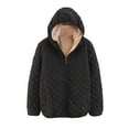 thumbnail image 1 of Aboser Womens Quilted Jacket with Hood Warm Plush Fleece Lined Coat Puffer Jackets Loose Zip Up Outerwear Solid Color Hooded Coats, 1 of 4