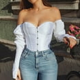 thumbnail image 1 of Aboser Womens Renaissance Corset Off the Shoulder Victorian Shapewear Steampunk Corset Tops Solid Long Sleeve Bodices Slimming Waist, 1 of 6