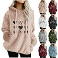 thumbnail image 1 of Aboser Womens Sherpa Lined Flannel Hoodie Fuzzy Fleece Sweatshirt Trendy Heart Graphic Shirts Winter 2026 Warm Plush Pullover Tops Loose Casual Hoodies with Pockets, 1 of 7