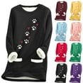 thumbnail image 1 of Aboser Womens Sherpa Lined Sweatshirt Thermal Fleece Long Sleeve Loungewear Cute Cat Claw Printed Pullover 2026 Winter Warm Outdoor Jacket Tops with Pockets, 1 of 4