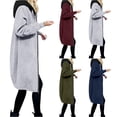 thumbnail image 1 of Aboser Womens Sherpa Tunic Hoodies Trendy Color Block Long Jackets Thick Fleece Lined Sweatshirt Jacket Thermal Winter Coats Full Zip Up Outwear with Pockets, 1 of 5