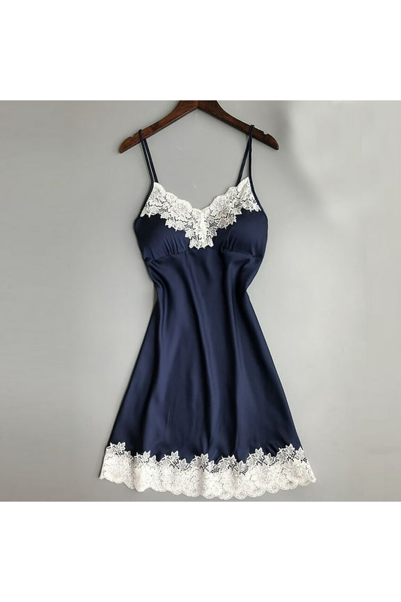 Womens Short Chemise Nightgowns with Built in Bras Soft Silk Satin Sleepdress Elegant Lace Trim Babydoll Nightshirts Full Slips Loungewear