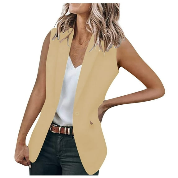 Aboser Womens Sleeveless Blazers Casual Summer Open Front Cardigan Slim Fit Lightweight Jacket Lapel Business Office Fall Blazer