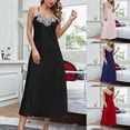 thumbnail image 1 of Aboser Womens Sleeveless Lingerie Nightgowns V-Neck Lace Sleep Dress Soft Silk Satin Babydoll Chemise Loungewear Loose Fit Full Slips Under Dresses, 1 of 6