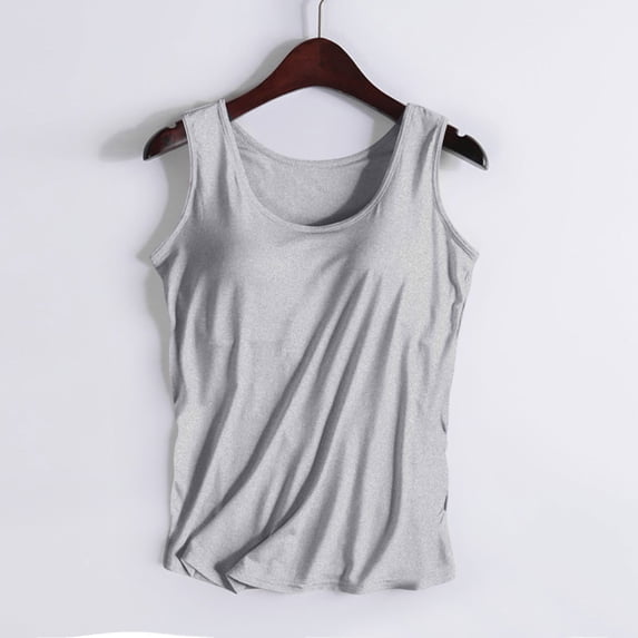 Aboser Womens Sleeveless T Shirts with Built in Bras Basic Cowl Neck Layering Shirt Comfort Soft Tank Tops Solid Color Undershirts