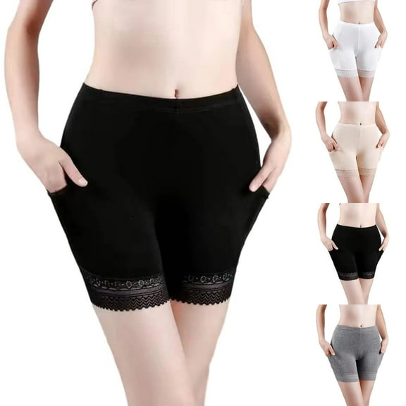 Aboser Womens Slip Shorts for Under Dresses with Pockets Breathable High Waisted Underwear Soft Seamless Cotton Panties Anti Chafing Long Underwear