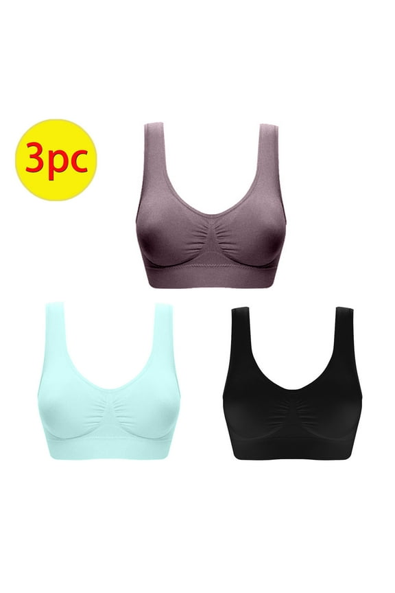 Womens Sports Bras 3 Pack High Impact Workout Bras Comfort Seamless Support Bralette Athletic Moisture Wicking Running Bra