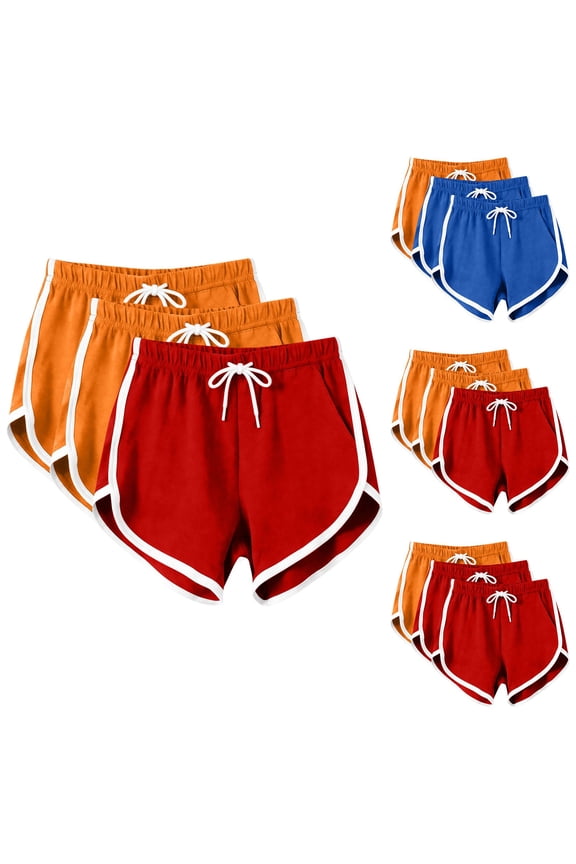 Womens Summer Sweat Shorts 3 Pack Casual Dolphin Booty Shorts for Running Yoga Dance Athletic Shorts Elastic Waist Drawstring Shorts with Pocket