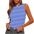 thumbnail image 1 of Aboser Womens Summer Tank Tops Trendy Striped Graphic Tees Slim Fit Sleeveless Tanks Y2k Crop Top Casual High Neck T-Shirt, 1 of 4