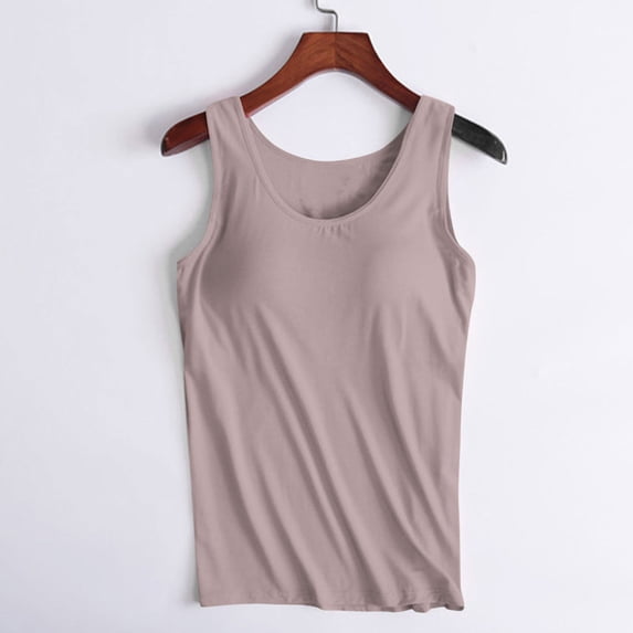 Aboser Womens Tank Tops with Built in Bras Summer Casual Basic Shirt Padded Workout Tops Yoga Athletic Camisole Plus Size Sleeveless Tees