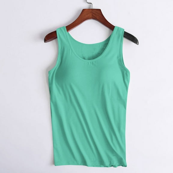 Aboser Womens Tank Tops with Built in Bras Summer Casual Basic Shirt Padded Workout Tops Yoga Athletic Camisole Plus Size Sleeveless Tees