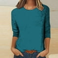 thumbnail image 1 of Aboser Womens Tops 3/4 Sleeve Loose Fit Fashion Waffle Basic Shirts Dressy Casual Solid Basic Shirt Summer Fall Round Neck Pullover Tees Green XL, 1 of 5