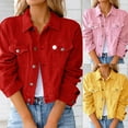 thumbnail image 1 of Aboser Womens Trendy Denim Jackets Y2k Cropped Jacket Cowgirls Jean Coats Casual Long Sleeve Jackets Lapel Button Down Jeans with Pockets, 1 of 6