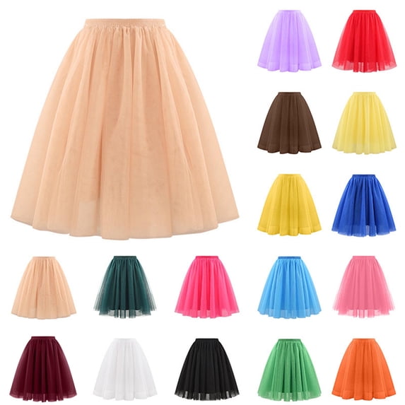 Aboser Womens Tulle Skirts Layered A Line Tutu Skirt Flowy High Waist Ballet Tutus Skirts Puffy Mesh Sheer Midi Skirt Casual Bubble Skirts