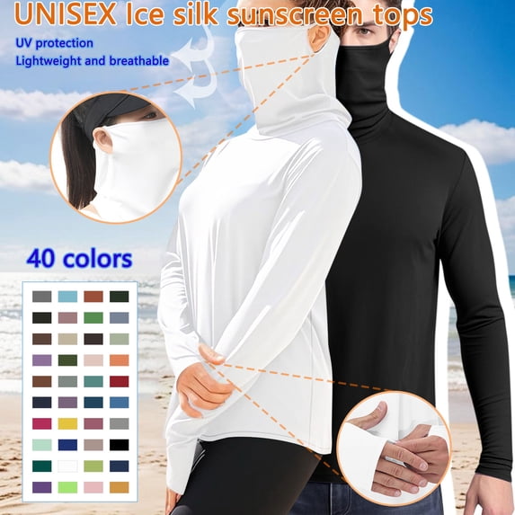 Aboser Womens UV Protection Sun Shirts with Mask Long Sleeve Rash Guard Plus Size Outdoor Cooling Workout Tops Athletic Hiking Golf Shirt Silver XXXXL