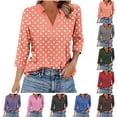 thumbnail image 1 of Aboser Womens V Neck Golf Shirts Dressy Casual Work Tops 3/4 Length Sleeve Blouses Trendy Polka Dot Printed Shirt Loose Fit Business Office Tunic Top, 1 of 8