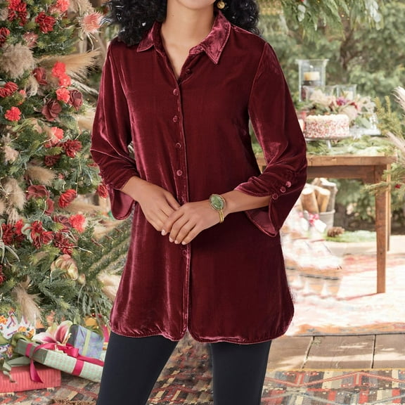 Aboser Womens Velour Shirts Dressy Casual Long Sleeve Blouse Tops Cozy Soft Velvet Basic Shirt Fall Fashion Loose Fitted Y2k Tshirt Clothes