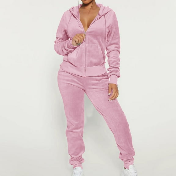 Aboser Womens Velour Tracksuits Set Velvet Long Sleeve Sweatsuits 2 Piece Sports Outfits Zip Up Hoodie Sweatpants Joggers Sets with Pocket