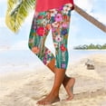 thumbnail image 1 of Aboser Womens Vintage Boho Capri Pants Floral Printing Yoga Leggings Slim Fit Knee Length Crop Pants Summer Cozy High Waisted Tight Pants, 1 of 6