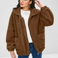 thumbnail image 1 of Aboser Womens Warm Fleece Jacket Coat Thick Sherpa Jackets Zipper Up Winter Coats Solid Long Sleeve Outerwear Fuzzy Plush Jacket with Pockets Brown M, 1 of 9