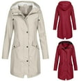 thumbnail image 1 of Aboser Womens Waterproof Rain Jacket with Hood Lightweight Outdoor Trench Coat Knee Length Windbreaker with Pockets Athletic Climbing Hiking Long Raincoats, 1 of 5