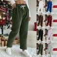 thumbnail image 1 of Aboser Womens Winter Fuzzy Sweatpants Thermal Teddy Fleece Pants Baggy Wide Leg Lounge Pants Thick Plush Sweat Pants Drawstring Elastic Waist Trousers Army Green L, 1 of 8