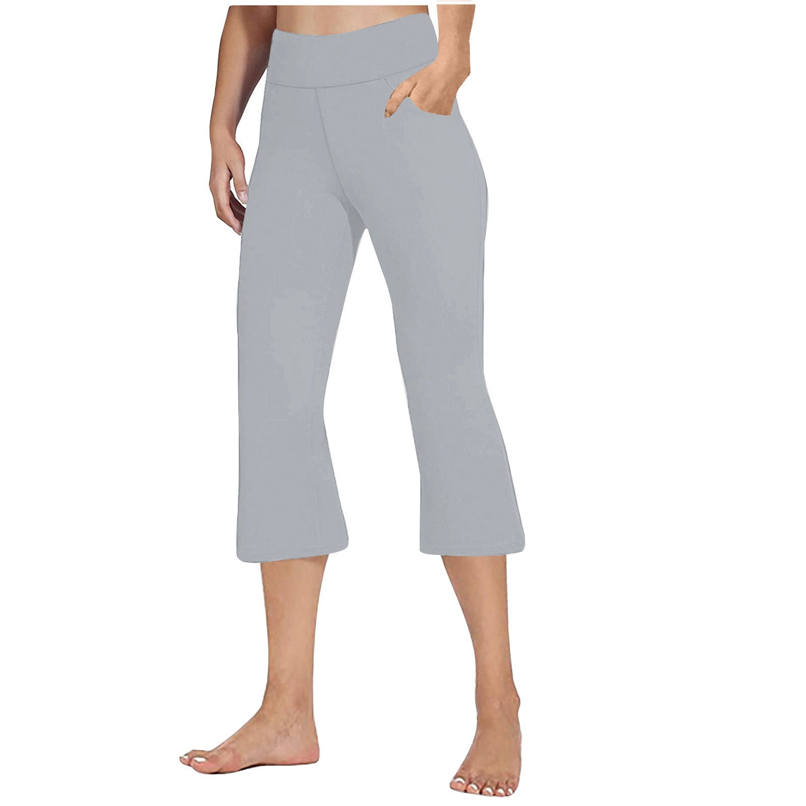 Aboser Womens Workout Yoga Capri Pants with Pockets Active High Waisted ...