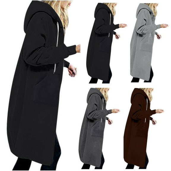 Aboser Womens Zip Up Long Hoodies Warm Thick Fleece Jackets Plus Size Long Sleeve Tunic Sweatshirt Loose Casual Hoodie Jacket with Pockets