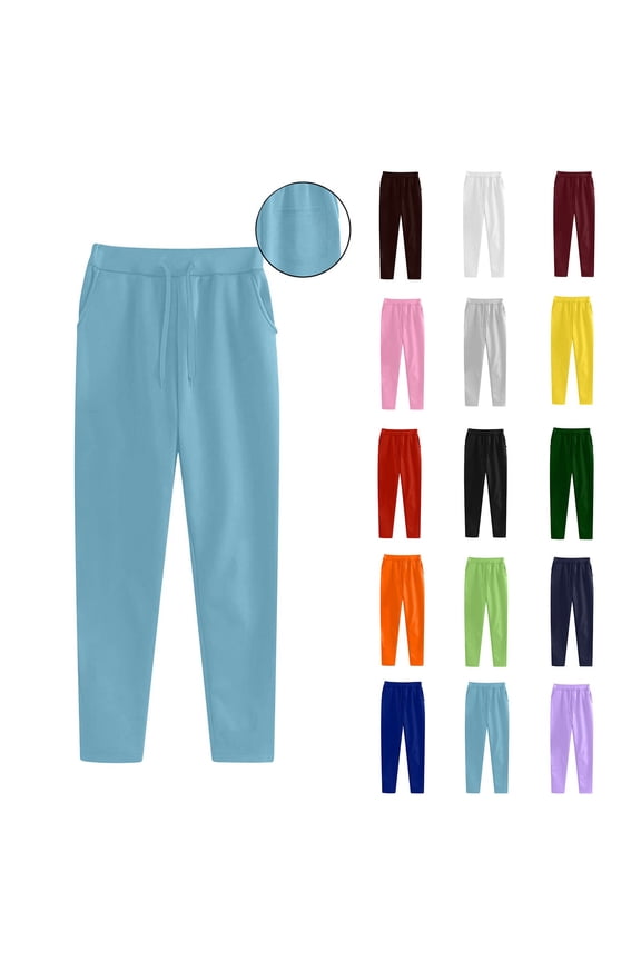 Workout Joggers for Women with Pockets Athletic Active High Waisted Sweatpants Casual Drawstring Jogging Pants Solid Color Straight Leg Gym Trousers Black S