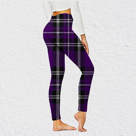 Aboser Workout Leggings for Women Buffalo Plaid Yoga Pants Seamless High Waisted Trousers Tummy Control Athletic Pants Butt Lifting Tights