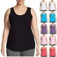 thumbnail image 1 of Aboser Double Lined Tank Tops for Women Plus Size Basic Tees Casual Sleeveless Workout Shirts Solid Color Layering Shirt Moisture Wicking Sports Top, 1 of 7