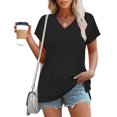 thumbnail image 1 of Aboser Workout Tops for Women Short Sleeve Quick Dry T Shirt Breathable Thin V Neck Shirts Gym Yoga Running Basic Tees Cozy Soft Athletic Top, 1 of 8