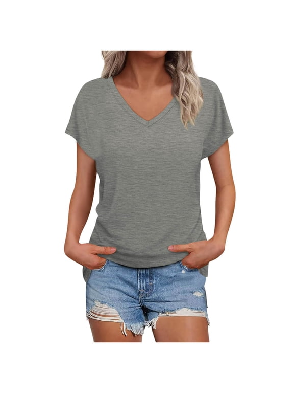 Workout Tops for Women Short Sleeve Quick Dry T Shirt Breathable Thin V Neck Shirts Gym Yoga Running Basic Tees Cozy Soft Athletic Top