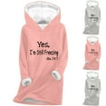thumbnail image 1 of Aboser Yes,I'm Still Freezing Sherpa Hoodies for Women Thermal Casual Fleece Lined Loungewear Cozy Plush Pullover Loose Winter Long Sweatshirts, 1 of 4