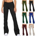 thumbnail image 1 of Aboser Yoga Pants for Women Tall Full Length Leggings Gym Fitness Workout Pants Solid Color Flared Leggings High Waist Joggers Pants Stretch Wide Leg Tights, 1 of 7