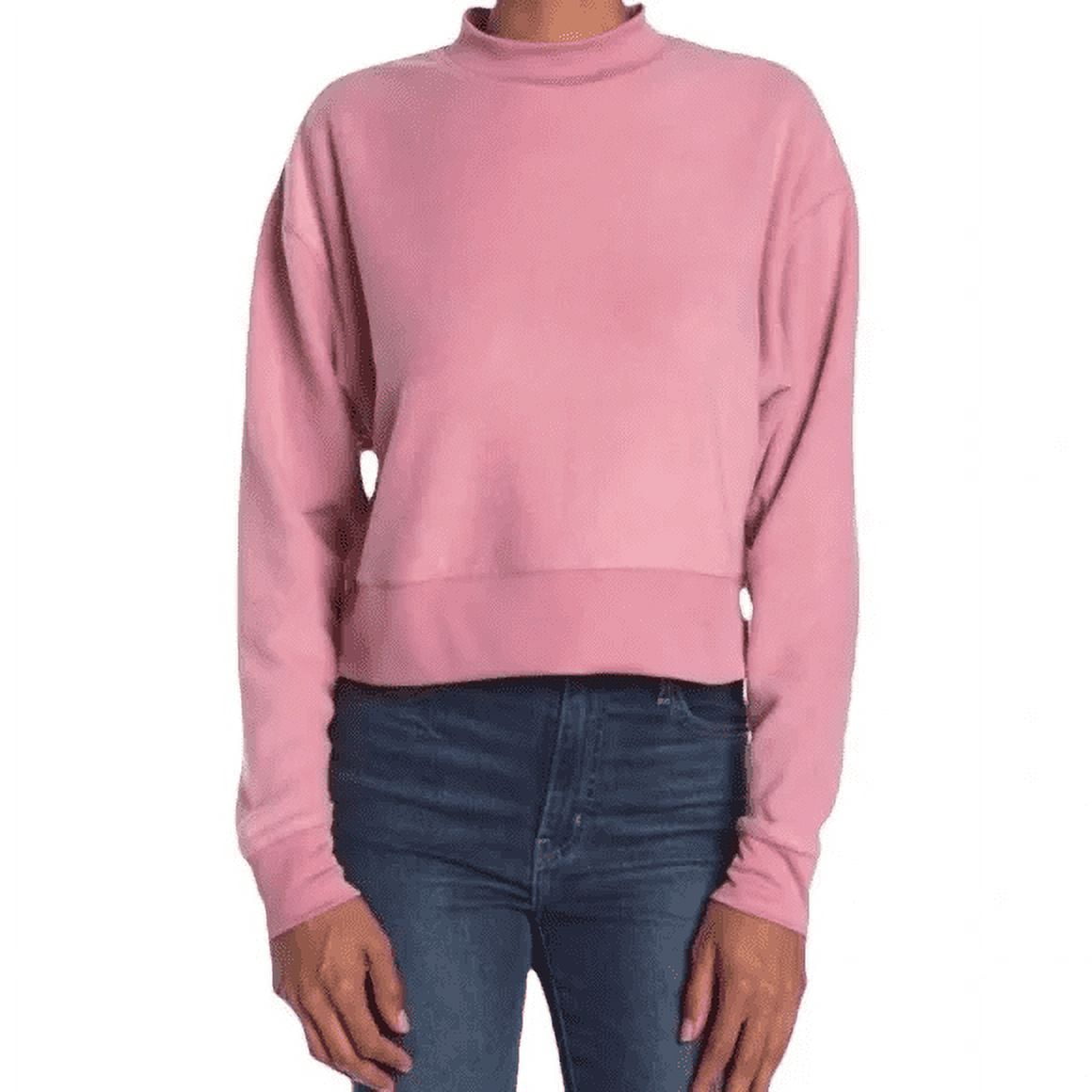 Abound Women's Soft Fleece Long Sleeve Mock Neck Cropped Sweatshirts Pink M, NWT