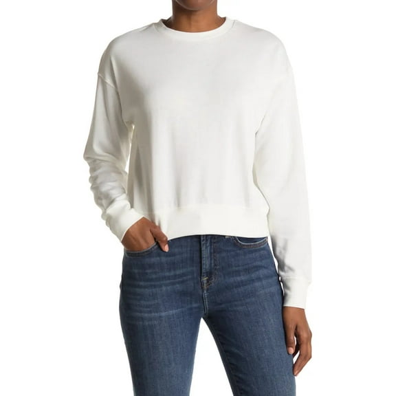 Abound Women's White Sweatshirt Size XXS Crew Neck Long Sleeves Pullover Lined