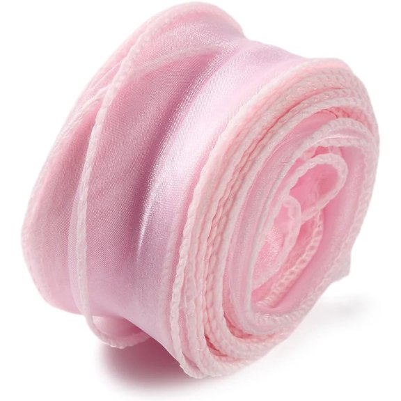 About 10 Yards 1 1/2 Inch Bright Pink Sheer Ribbon Fishtail Iridescent Ribbon Transparent Organza Mesh Glitter Solid Fabric Ribbons for Sewing Making Gift Wrapping Bouquet Invition Supplies