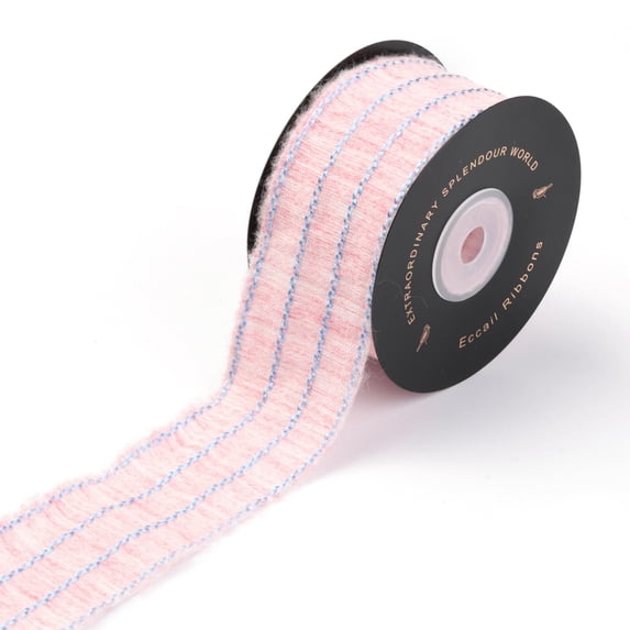 About 10 Yards 1.5 Inch Pink Grey Striped Ribbon Polyester Double Faced ...