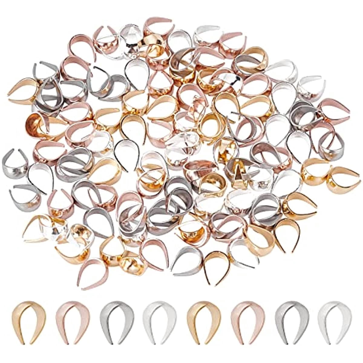 About 120pcs 4 Colors Pendant Pinch Bail Stainless Steel Snap on Bails ...