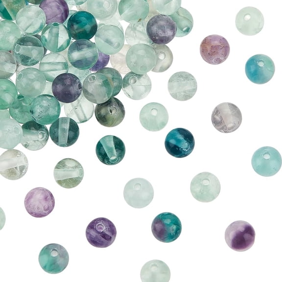 About 120pcs Natural Fluorite Beads 6mm Round Fluorite Beads Energy Beads Round Loose Gemstone Beads for Bracelet Necklace Jewelry MakingMixed Color