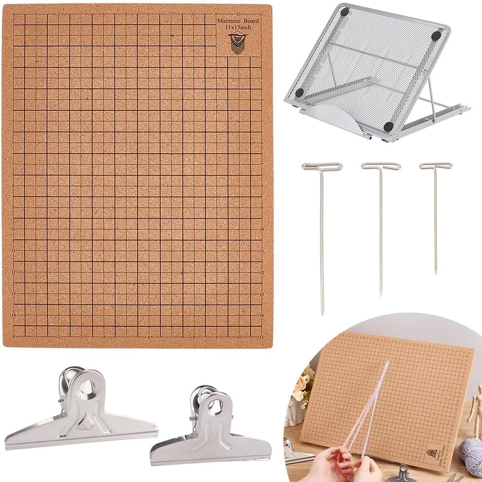 Macramé Bordset Van 20x20 Cm Met Spelden, Clips En Verstelbare Metalen Standaard Voor Vlechtbenodigdheden Voor Volwassenen En Beginners~p144630676
