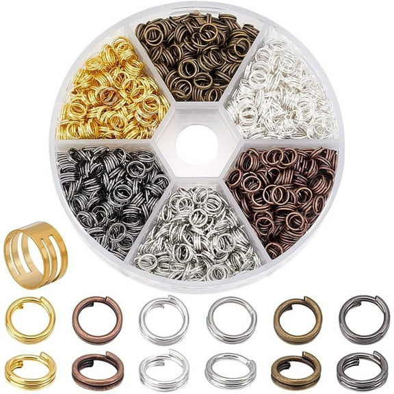 About 1300 Pcs Iron Split Rings Double Loop Jump Ring Diameter 5mm Wire 21-Gauge 6 Colors for Jewelry Findings