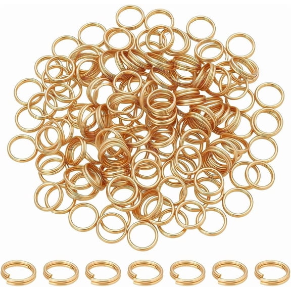 About 150Pcs Stainless Steel Split Jump Rings 18K Gold Plated Double Loops Jump Rings 8mm KeyRings Metal Ring Connectors