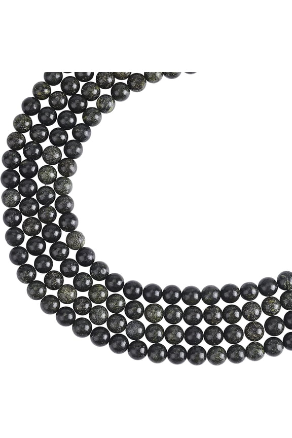 About 188 Pcs 8mm Nature Stone Beads Nature Serpentine Round Beads Gemstone Loose Beads for Bracelet Necklace Jewelry Making (Hole: 1mm)