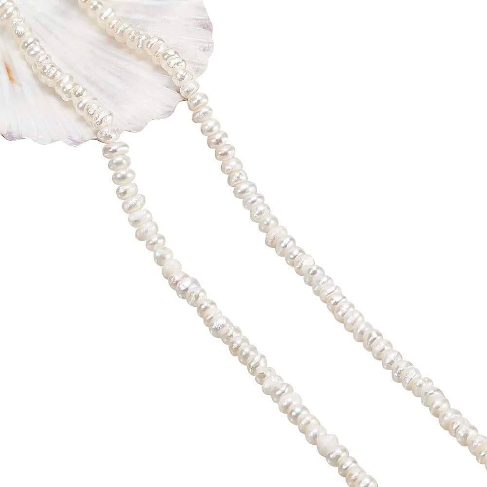 5 6mm Rice Shape Pearl Beads, White Nugget Freshwater Pearl Beads, Loose Pearl Strand,jewelry Making Pearls  41pcs  14inches  MY004