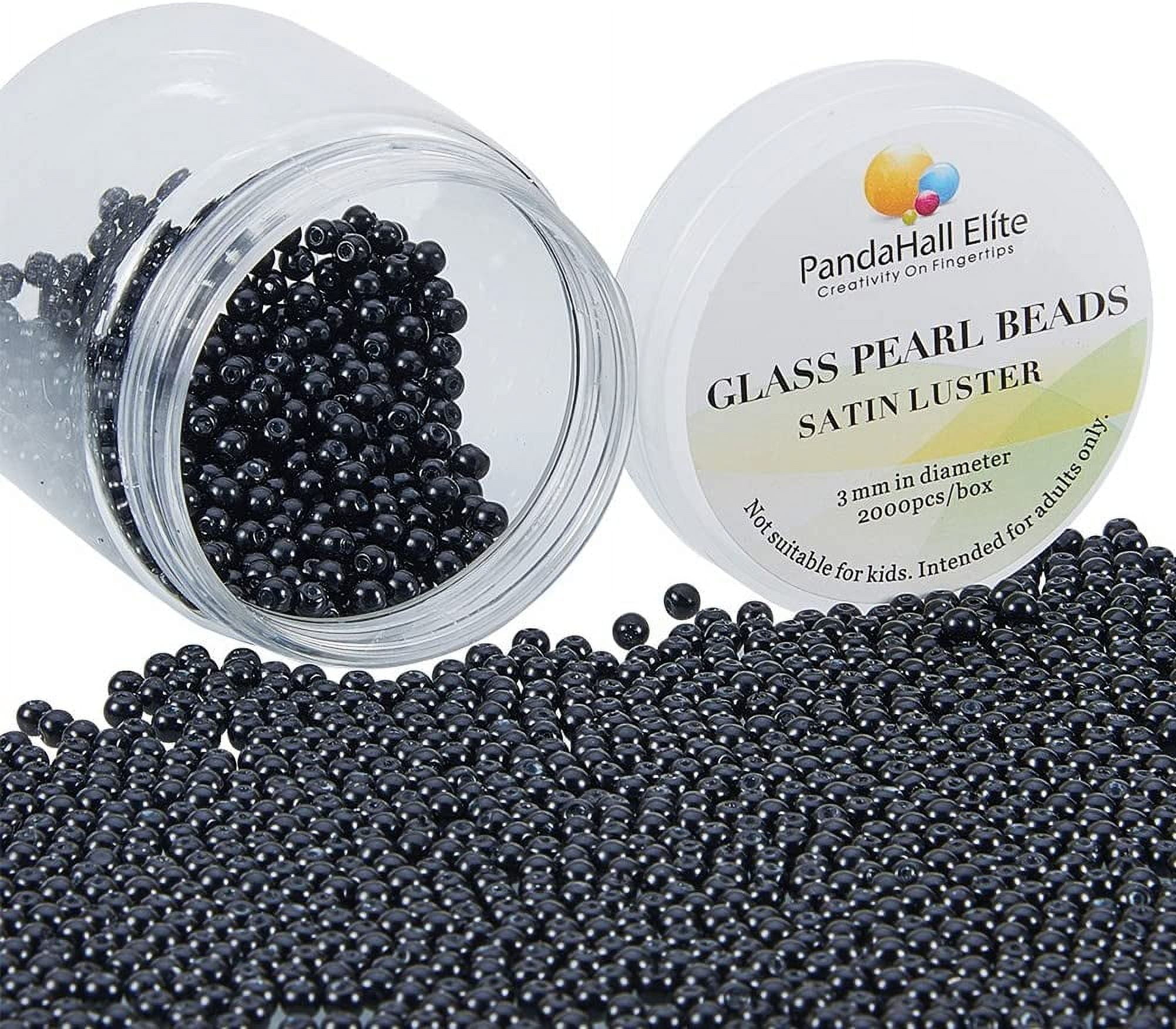 About 2000 Pcs 3mm Tiny Satin Luster Glass Pearl Bead Round Loose Spacer Beads for Jewelry Making Black